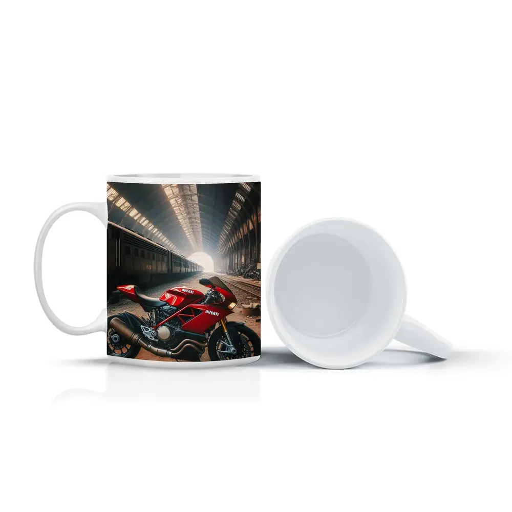 Ducati Sport Bike Abandoned Train Station – Mugs