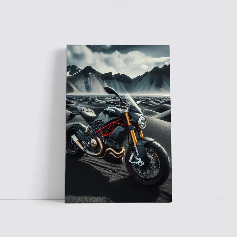 Ducati Monster Motorcycle Dark Desert Mountains – Wall Art