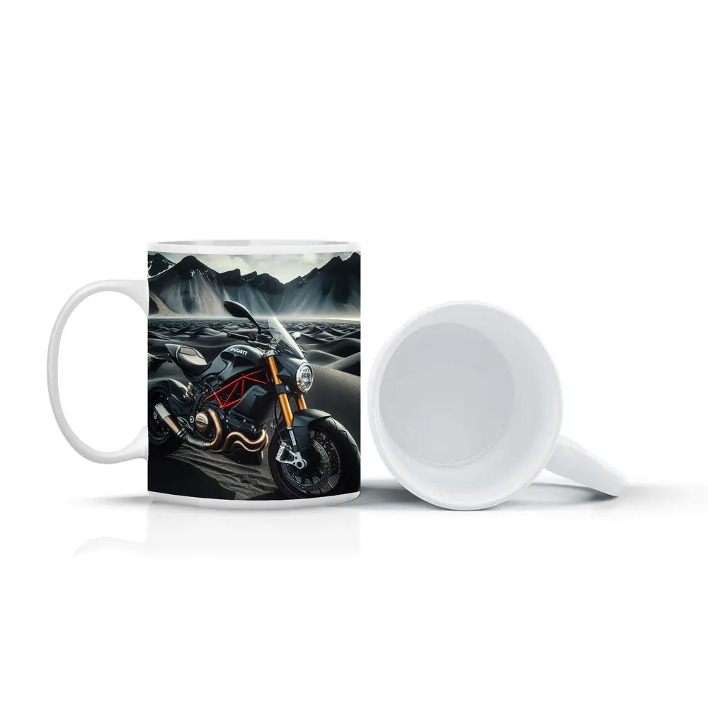 Ducati Monster Motorcycle Dark Desert Mountains – Mugs