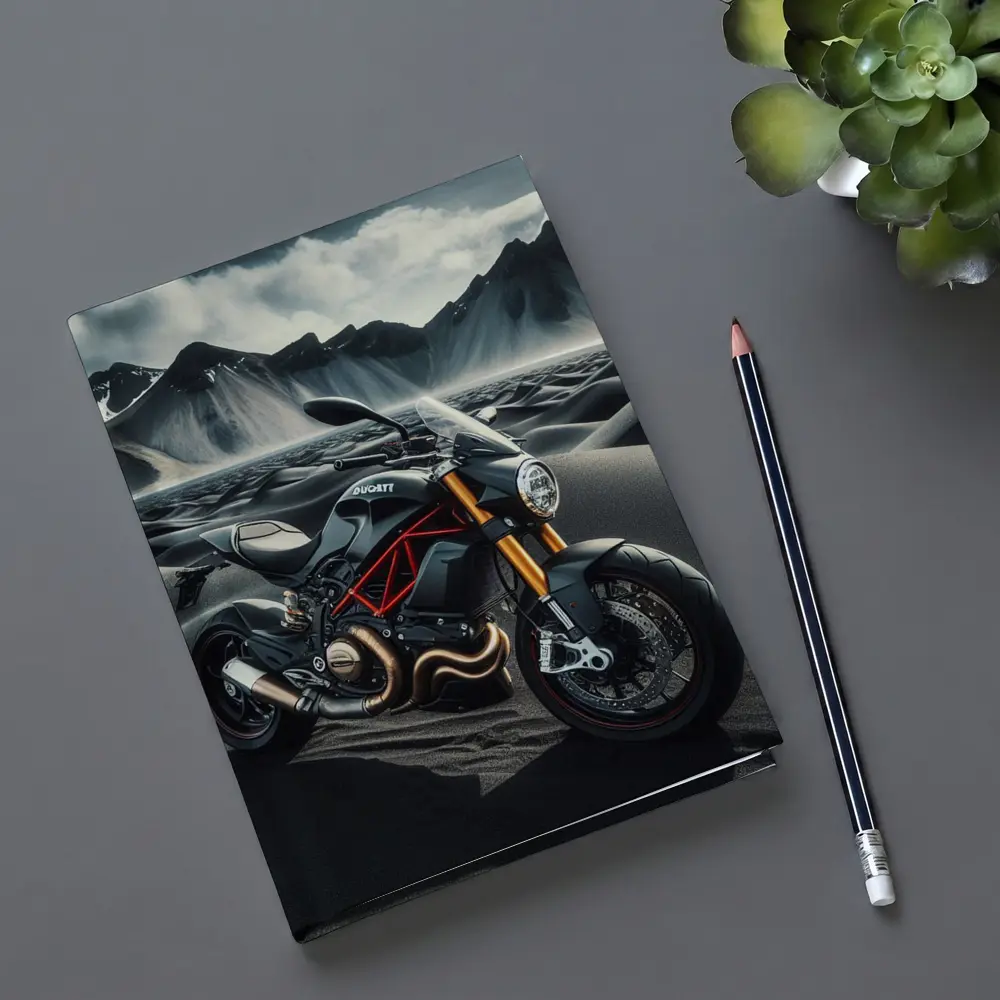 Ducati Monster Motorcycle Dark Desert Mountains – Notebooks