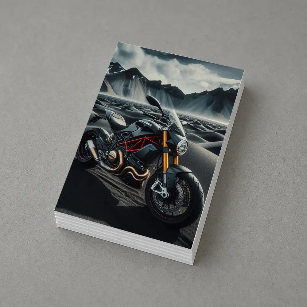 Ducati Monster Motorcycle Dark Desert Mountains – Postcards