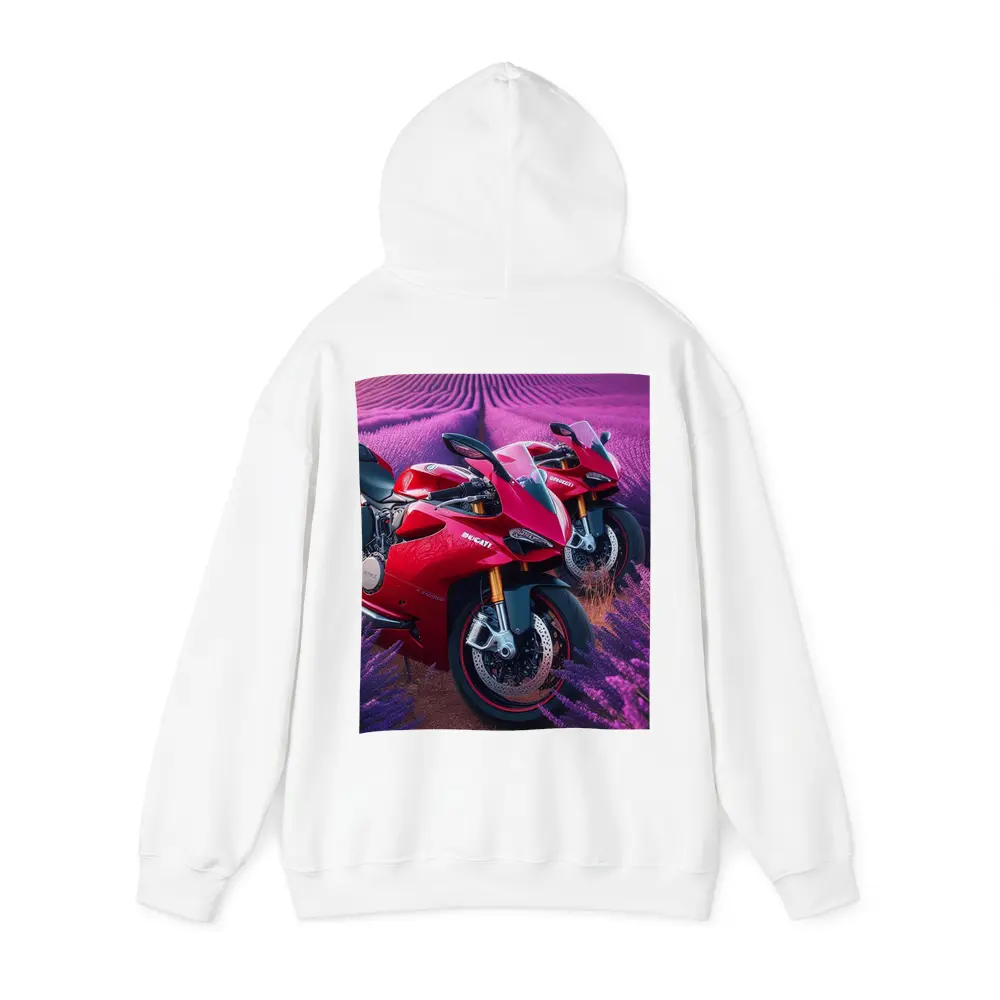Red Ducati Superbike Lavender Field Background – Hoodies