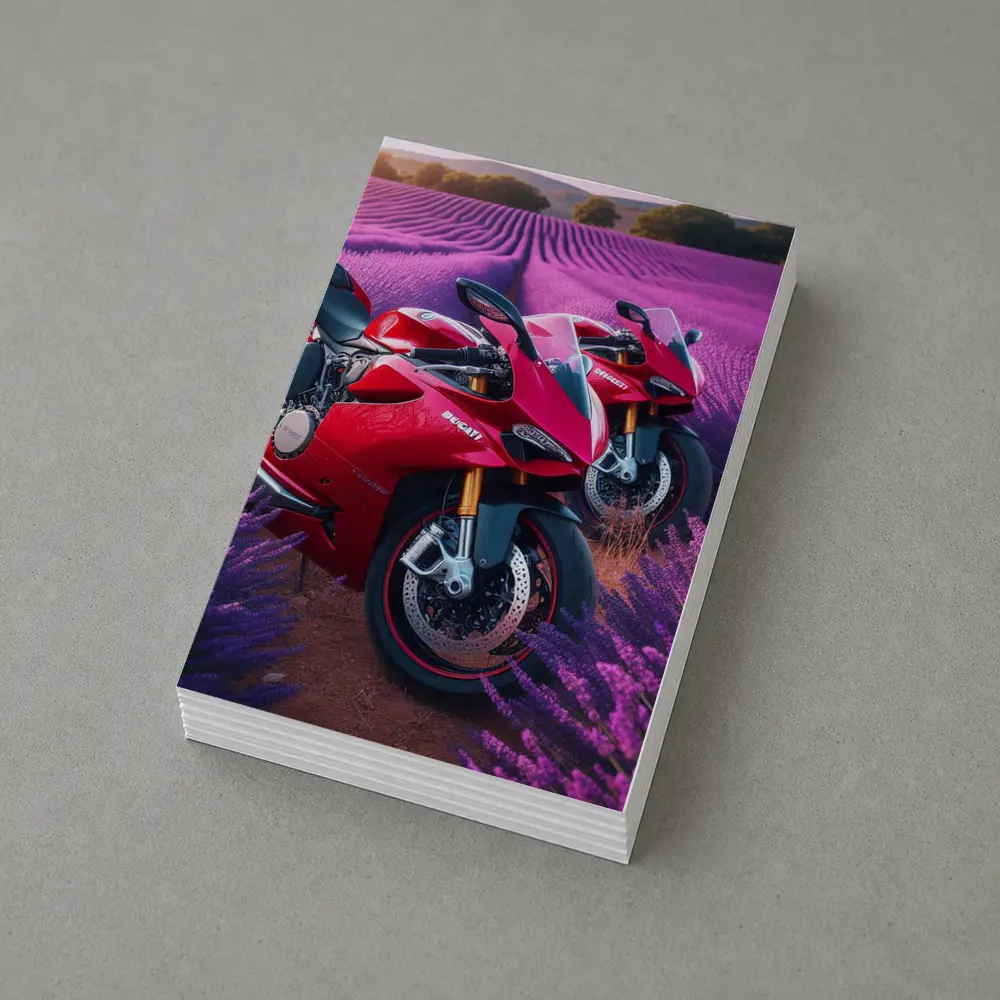 Red Ducati Superbike Lavender Field Background – Postcards