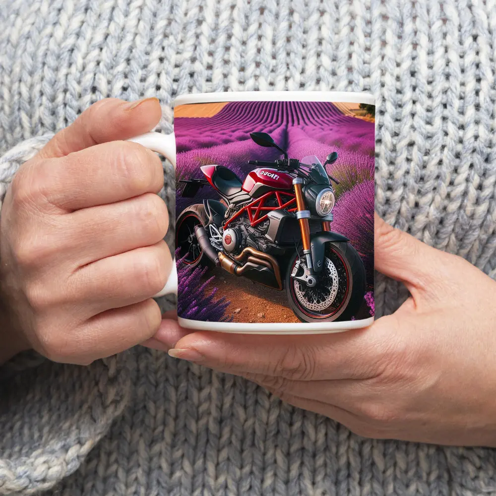 Ducati Monster Red Naked Bike Lavender Fields – Mugs