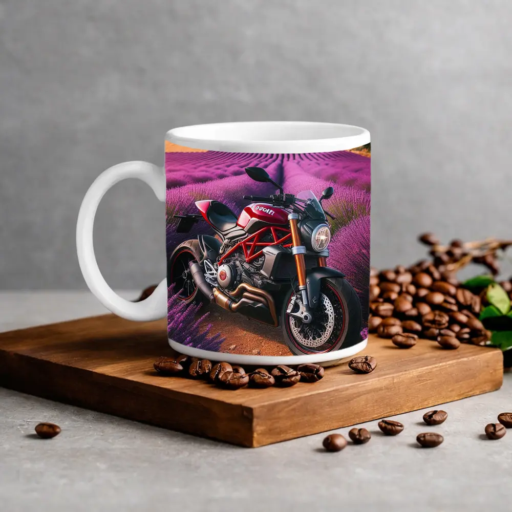 Ducati Monster Red Naked Bike Lavender Fields – Mugs