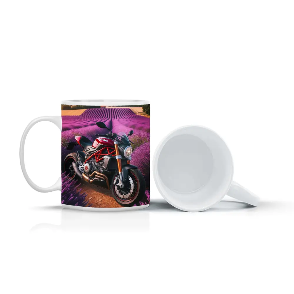 Ducati Monster Red Naked Bike Lavender Fields – Mugs