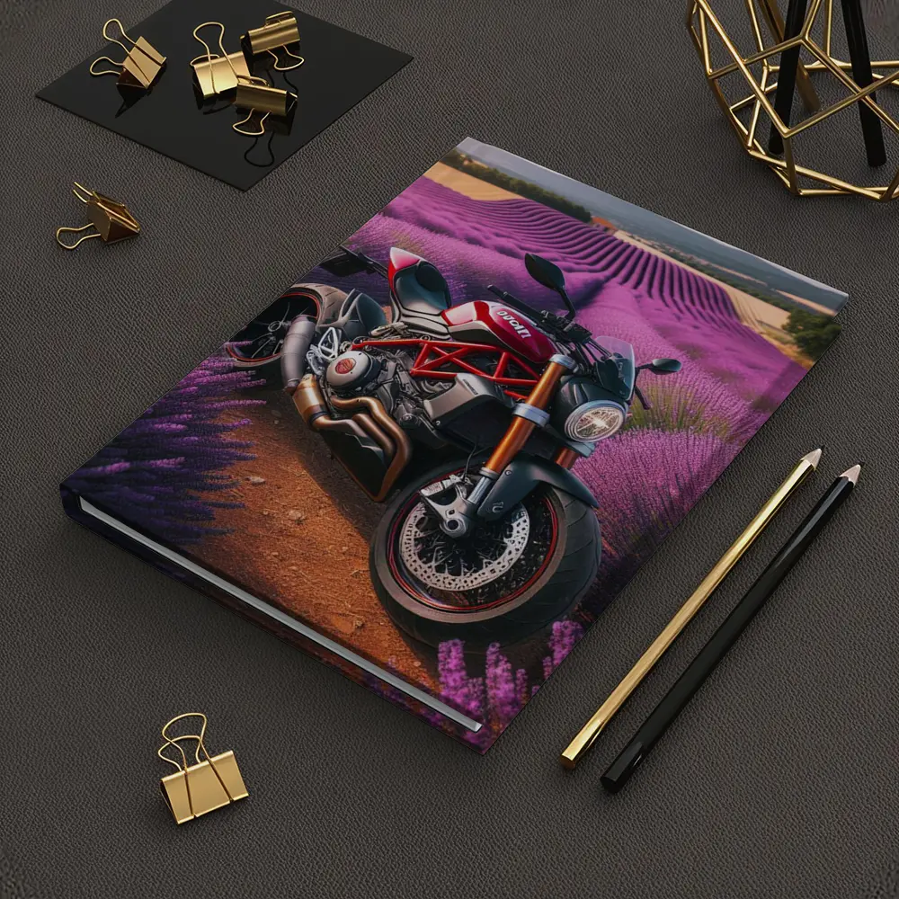 Ducati Monster Red Naked Bike Lavender Fields – Notebooks