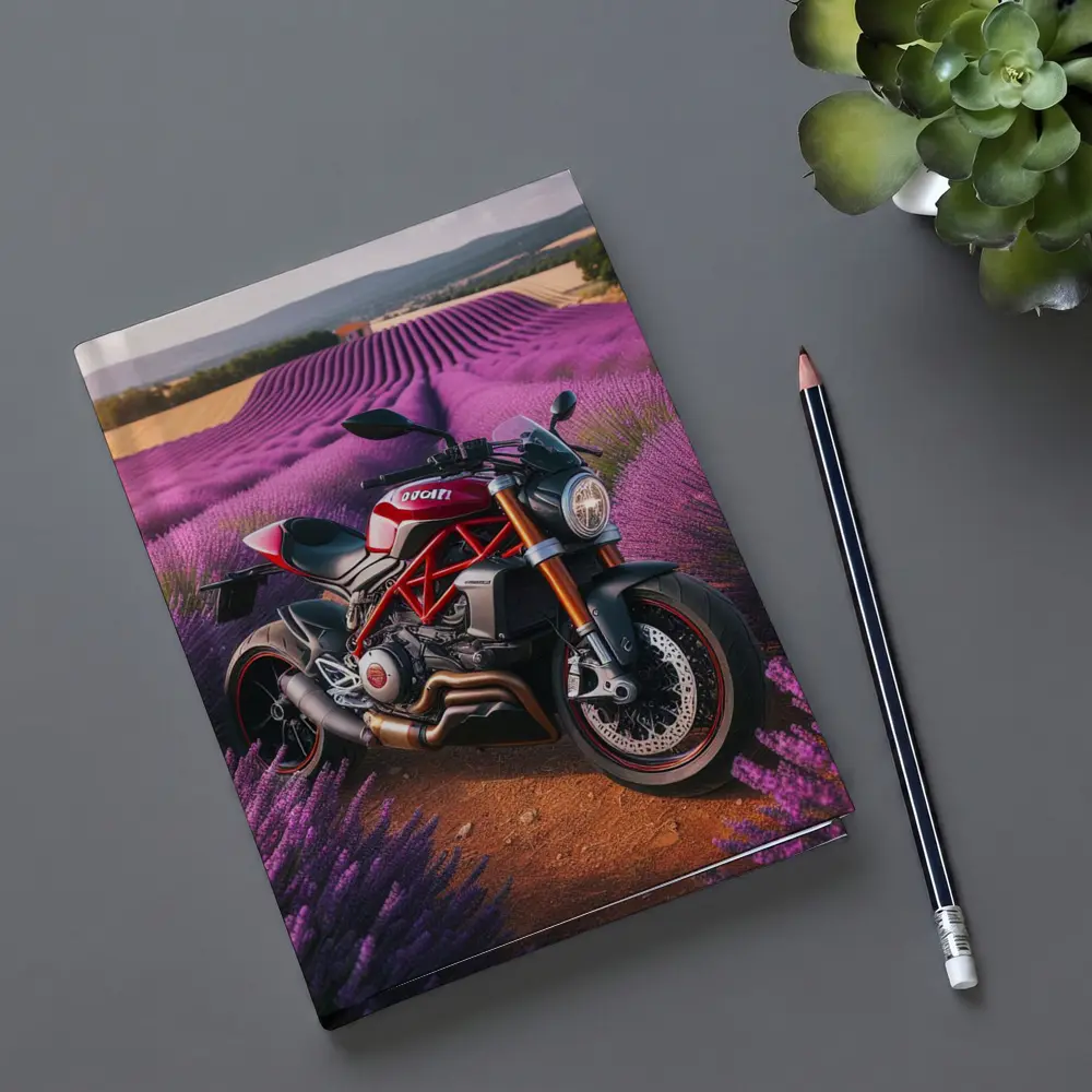 Ducati Monster Red Naked Bike Lavender Fields – Notebooks