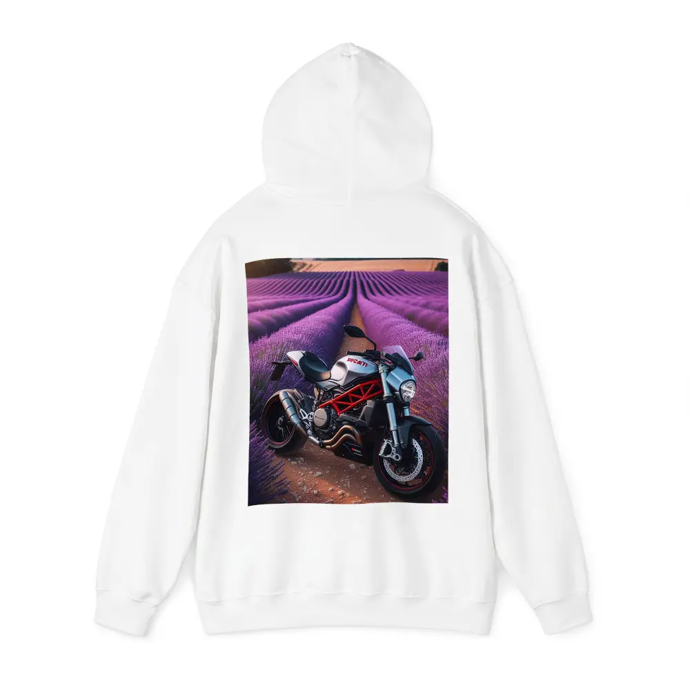 Ducati Monster Motorcycle Lavender Field Background – Hoodies