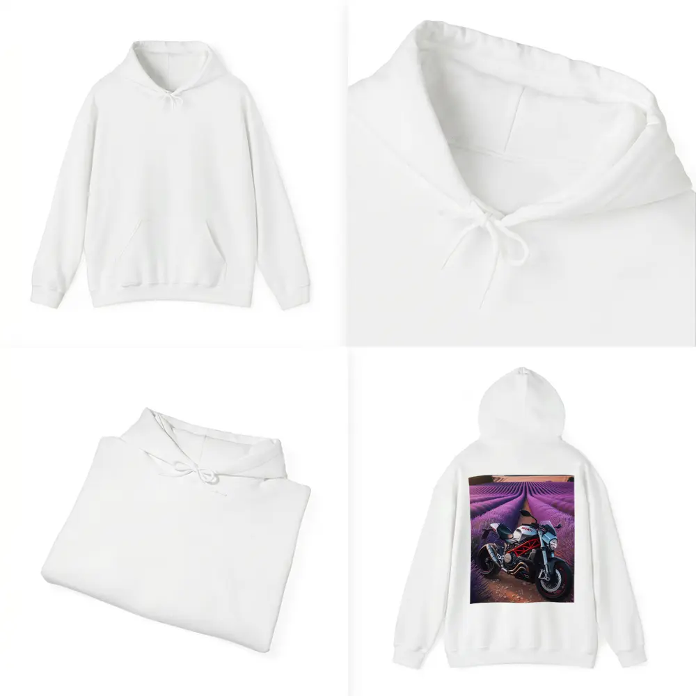 Ducati Monster Motorcycle Lavender Field Background – Hoodies