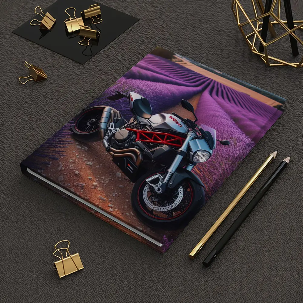 Ducati Monster Motorcycle Lavender Field Background – Notebooks