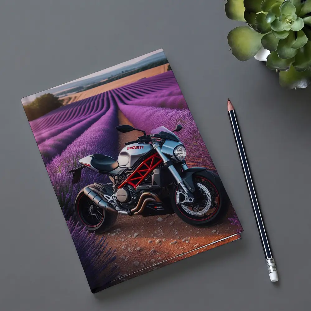 Ducati Monster Motorcycle Lavender Field Background – Notebooks