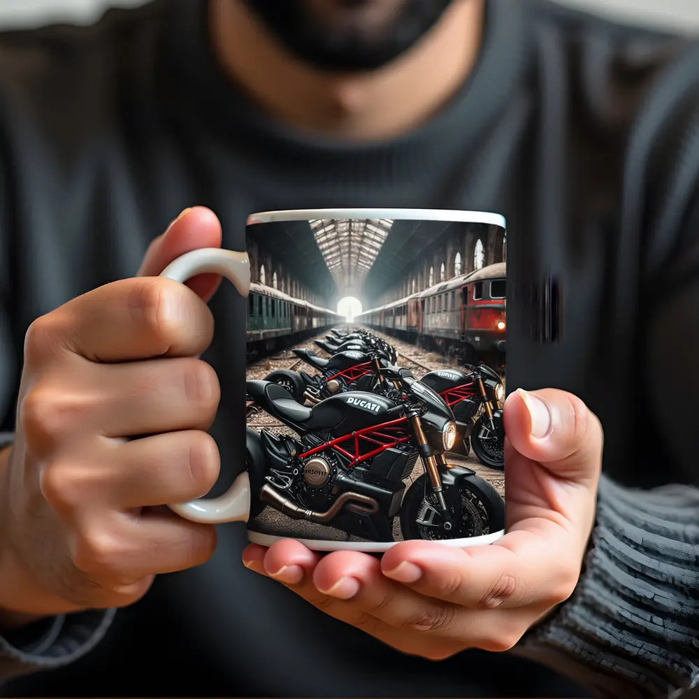 Ducati Streetfighter Motorcycles Inside Train Station – Mugs