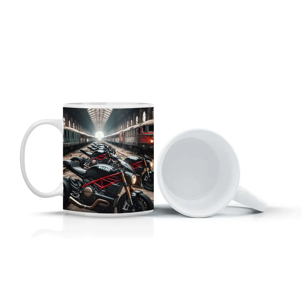 Ducati Streetfighter Motorcycles Inside Train Station – Mugs