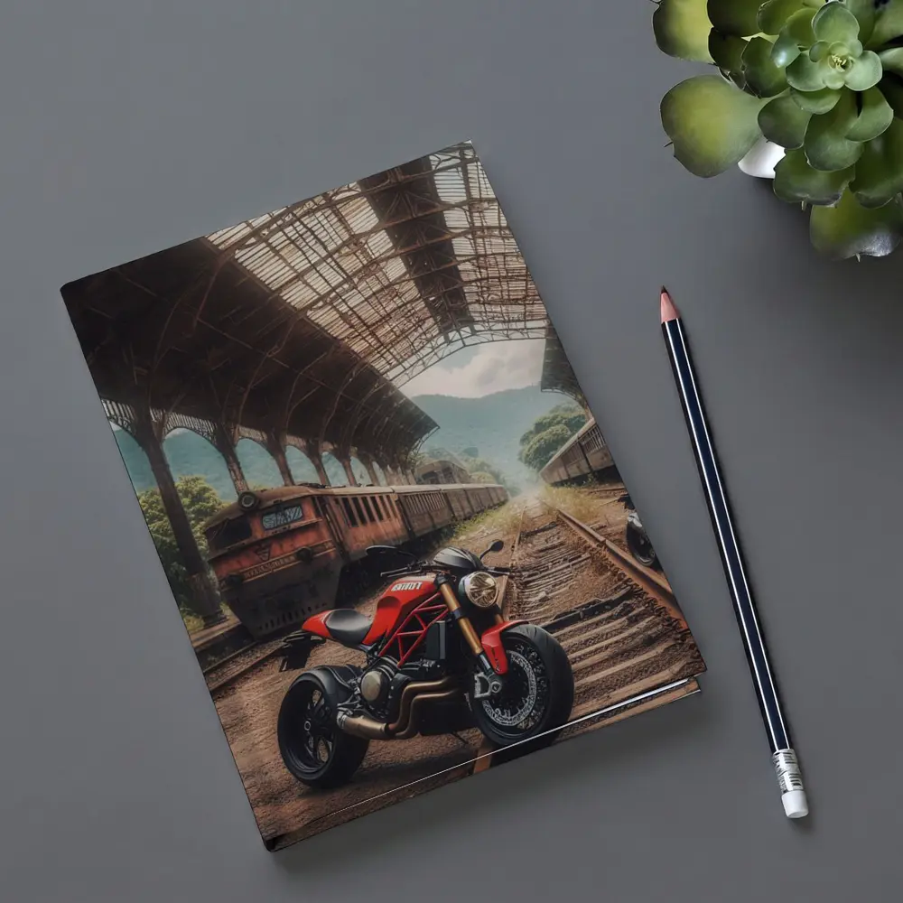 Red Ducati Monster Abandoned Train Station – Notebooks