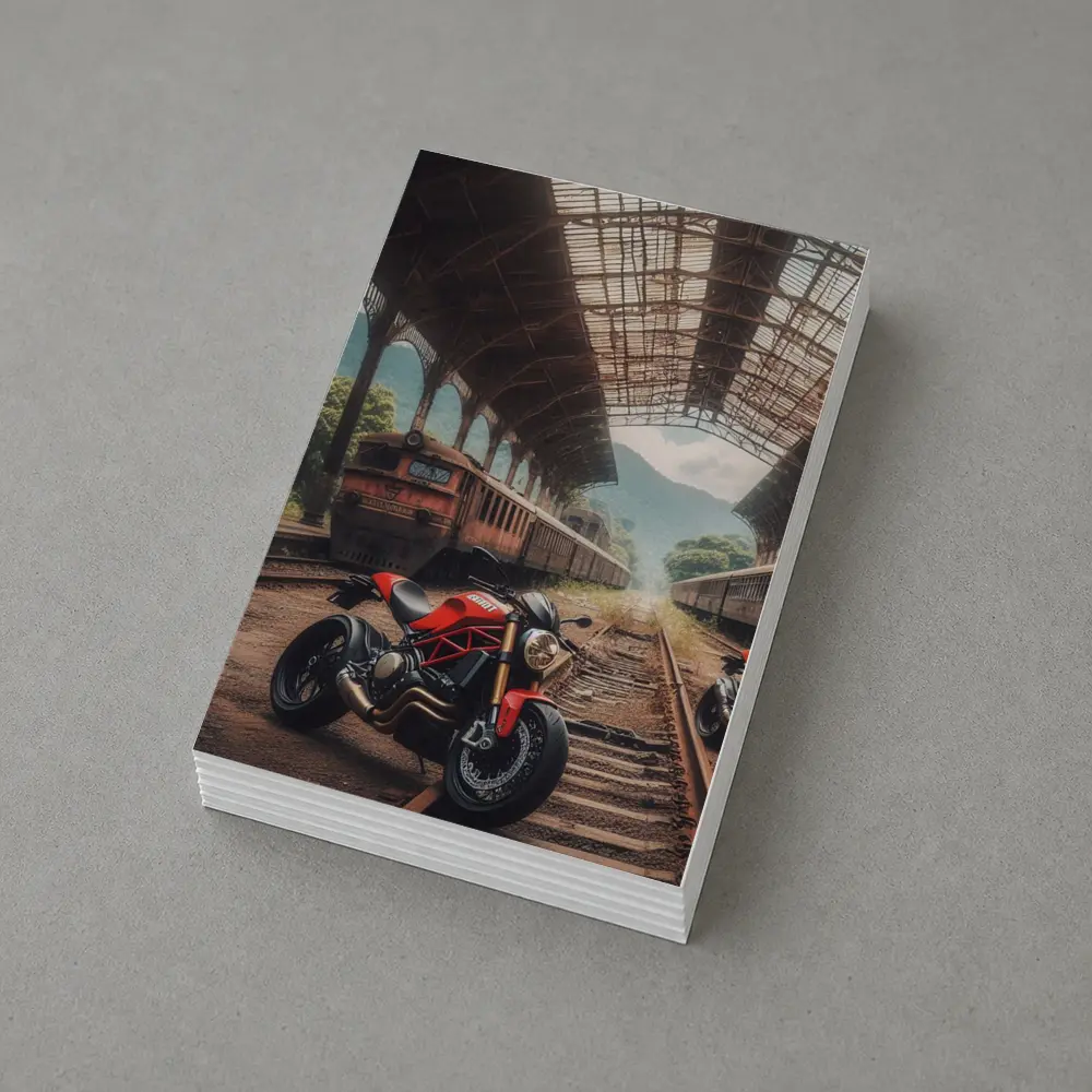 Red Ducati Monster Abandoned Train Station – Postcards