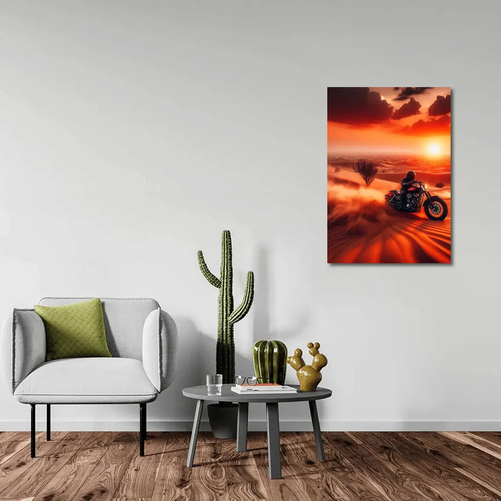 Harley Davidson Cruiser Desert Sunset Ride – Wall Art