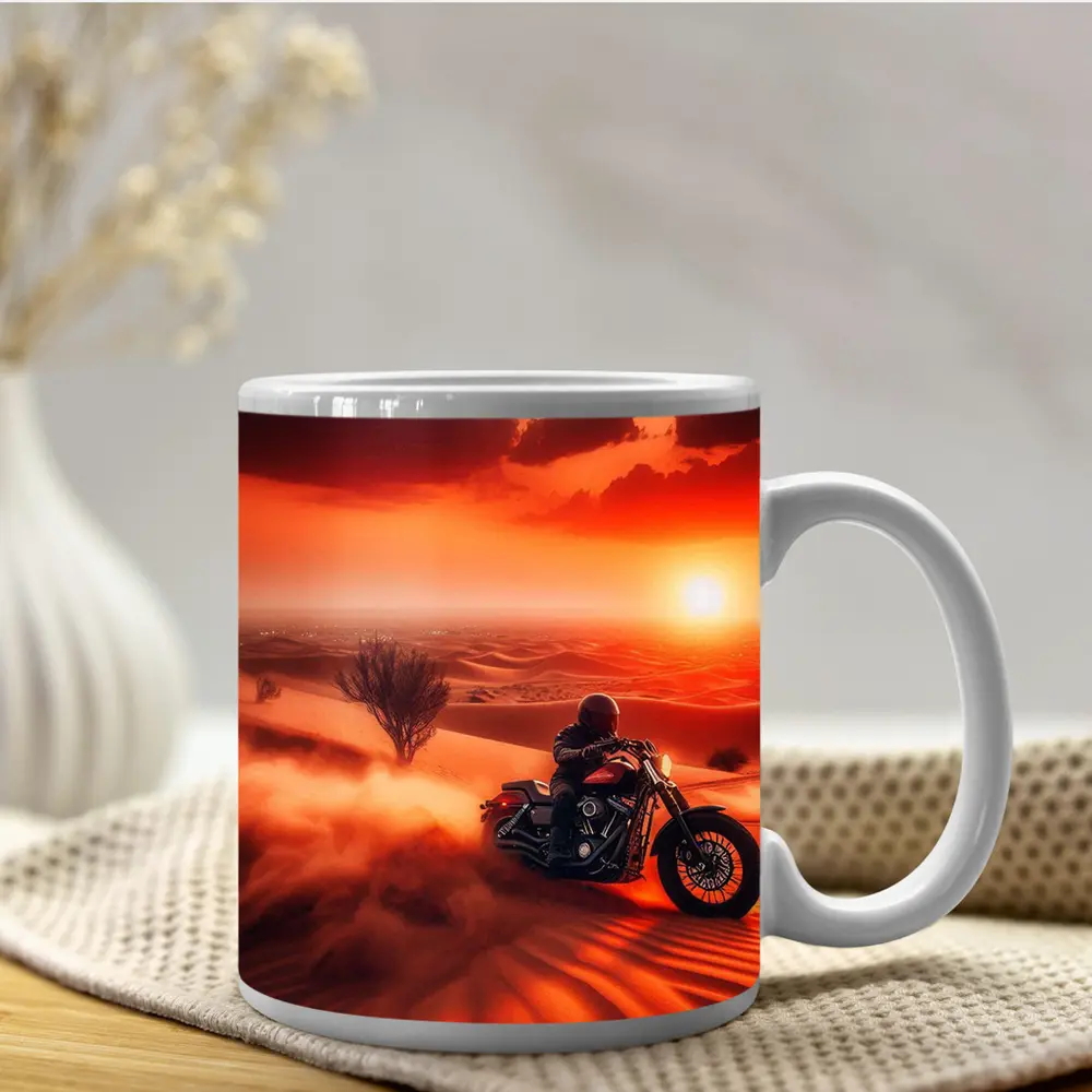 Harley Davidson Cruiser Desert Sunset Ride – Mugs