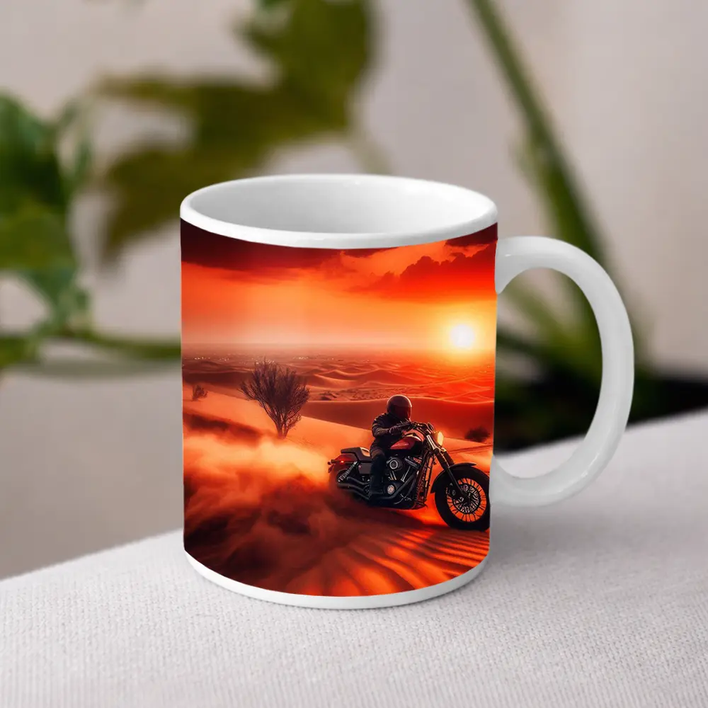 Harley Davidson Cruiser Desert Sunset Ride – Mugs