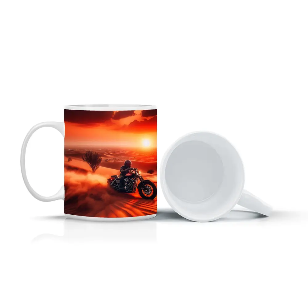 Harley Davidson Cruiser Desert Sunset Ride – Mugs