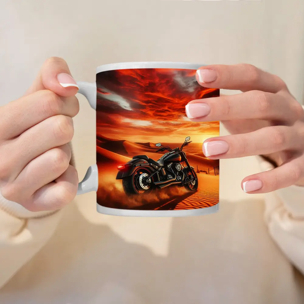 Harley Davidson Cruiser Motorcycle Desert Sunset – Mugs