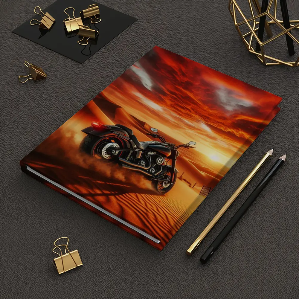 Harley Davidson Cruiser Motorcycle Desert Sunset – Notebooks