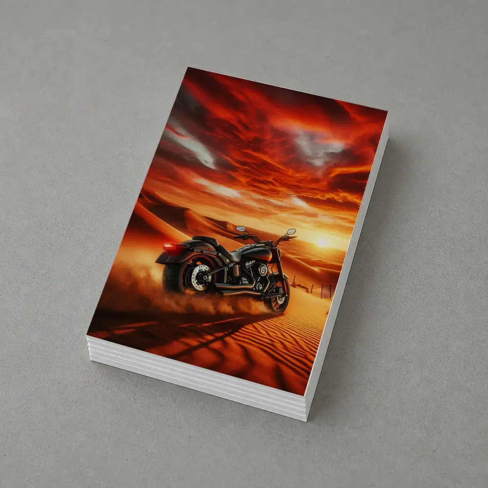 Harley Davidson Cruiser Motorcycle Desert Sunset – Postcards