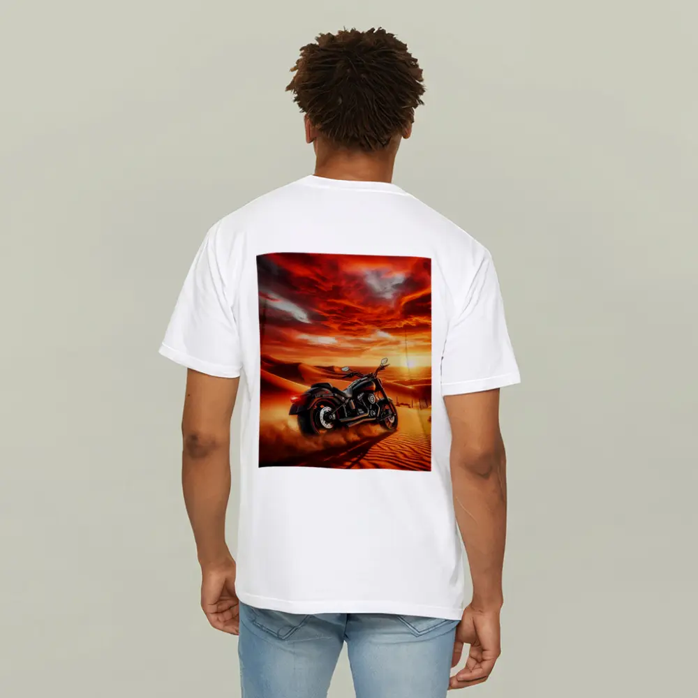 Harley Davidson Cruiser Motorcycle Desert Sunset – T-Shirts