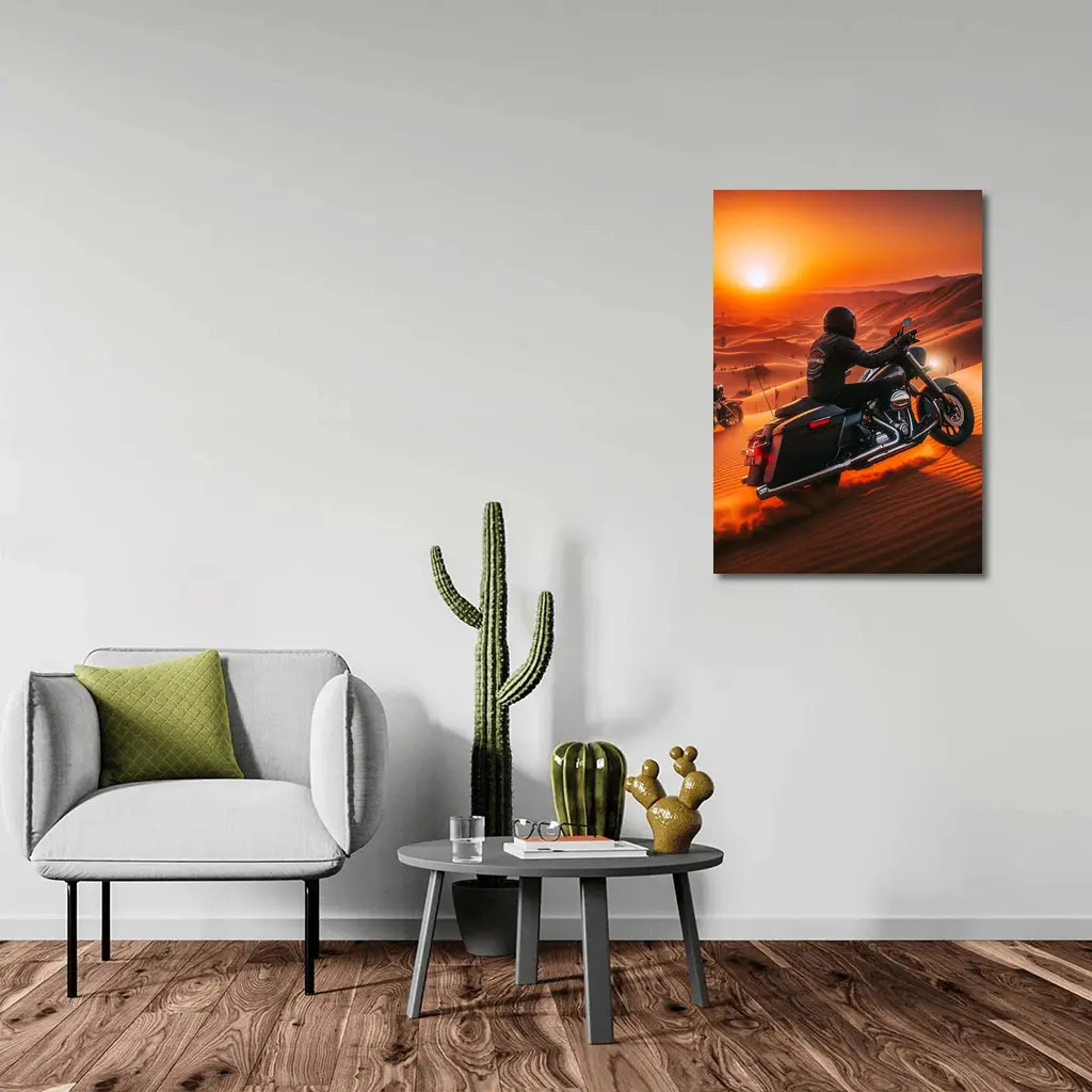 Harley Davidson Bagger Riding Desert Sunset – Wall Art