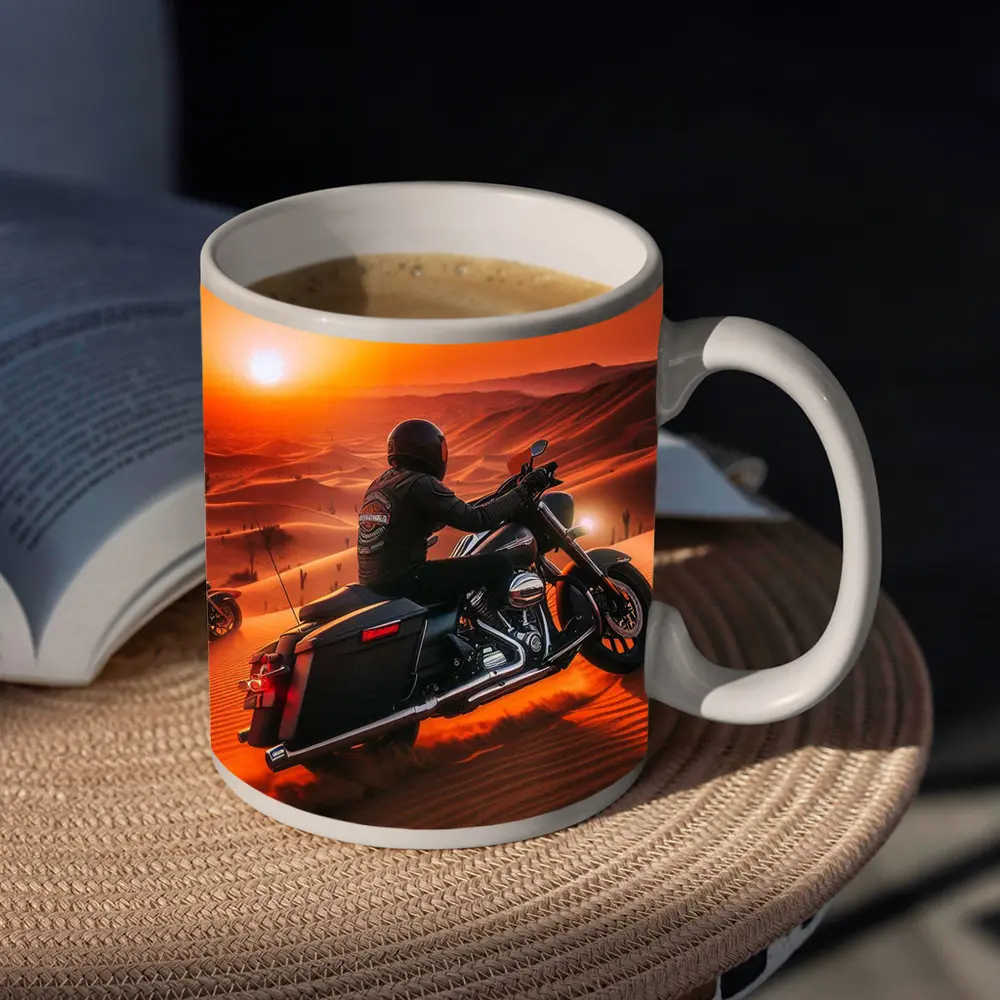 Harley Davidson Bagger Riding Desert Sunset – Mugs
