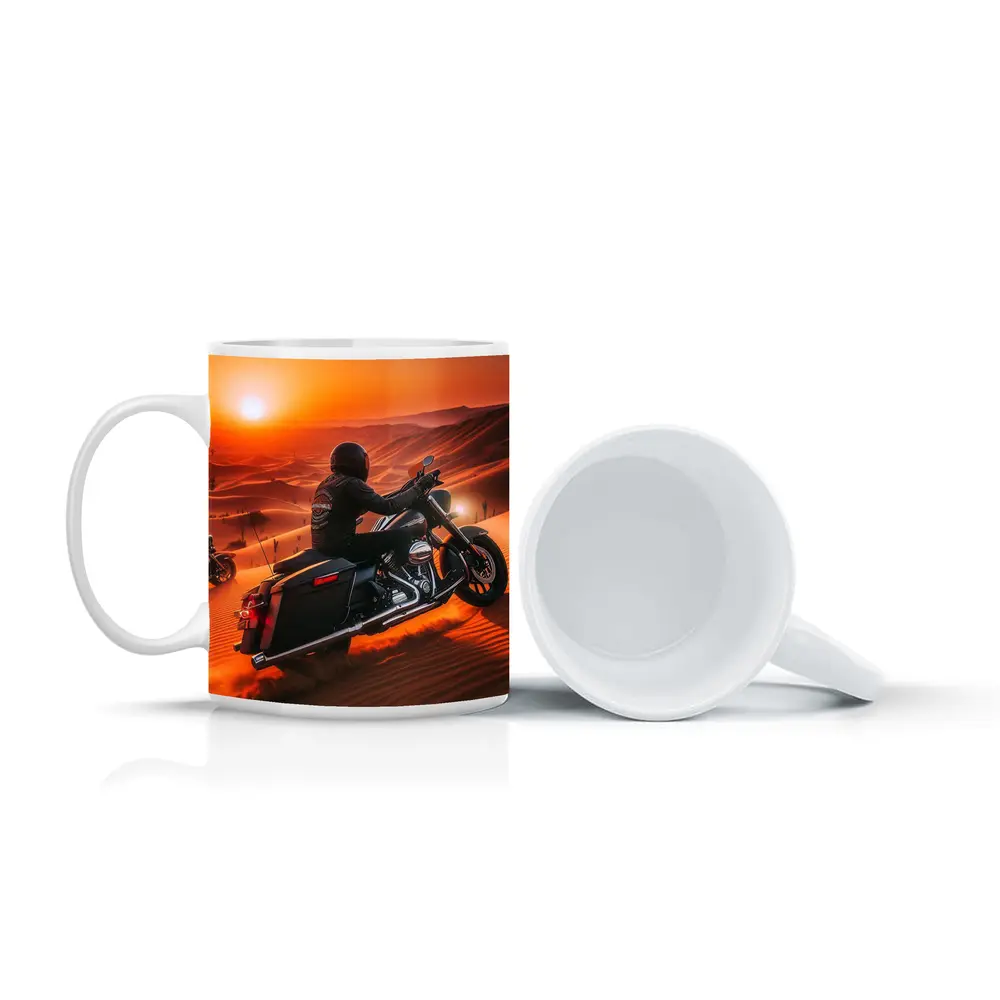 Harley Davidson Bagger Riding Desert Sunset – Mugs
