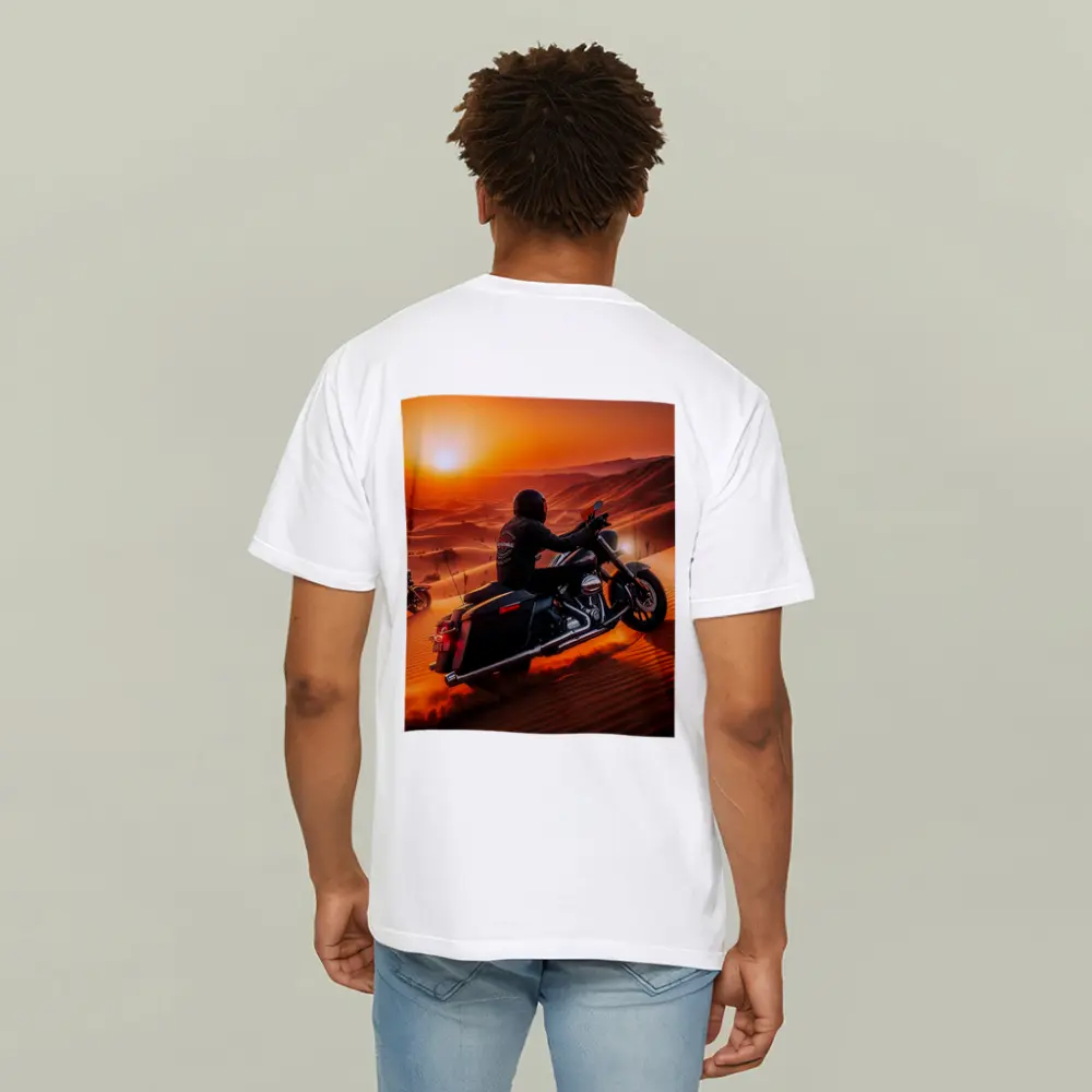 Harley Davidson Bagger Riding Desert Sunset – T-Shirts