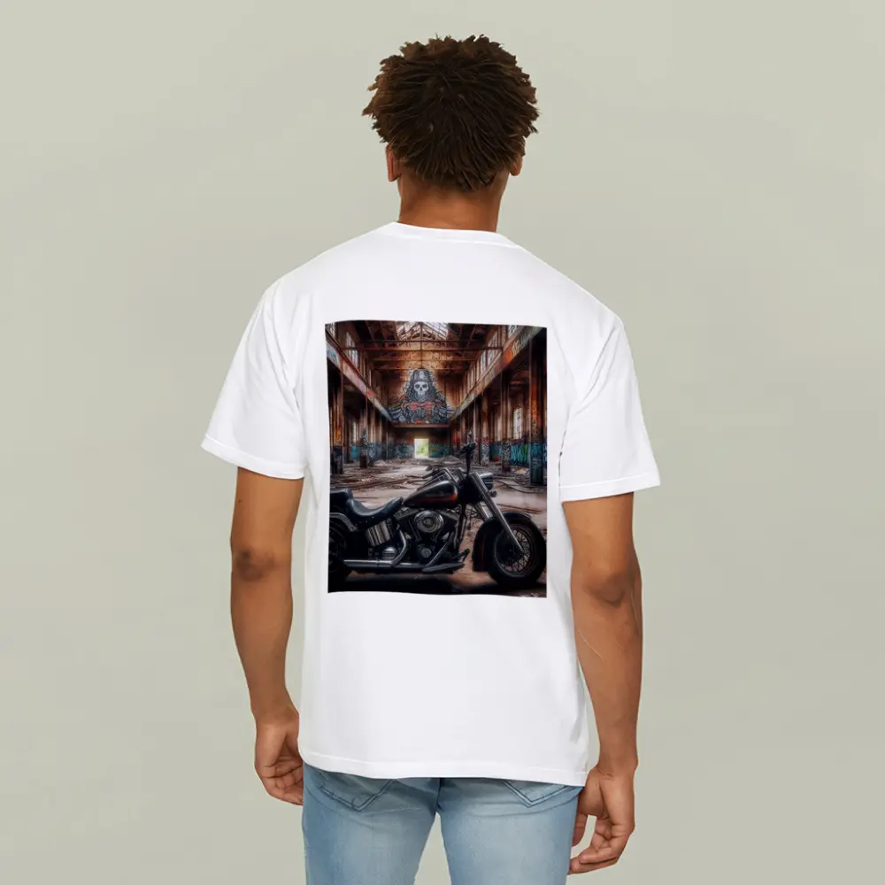 Harley Davidson Chopper Abandoned Warehouse Graffiti – T-Shirts