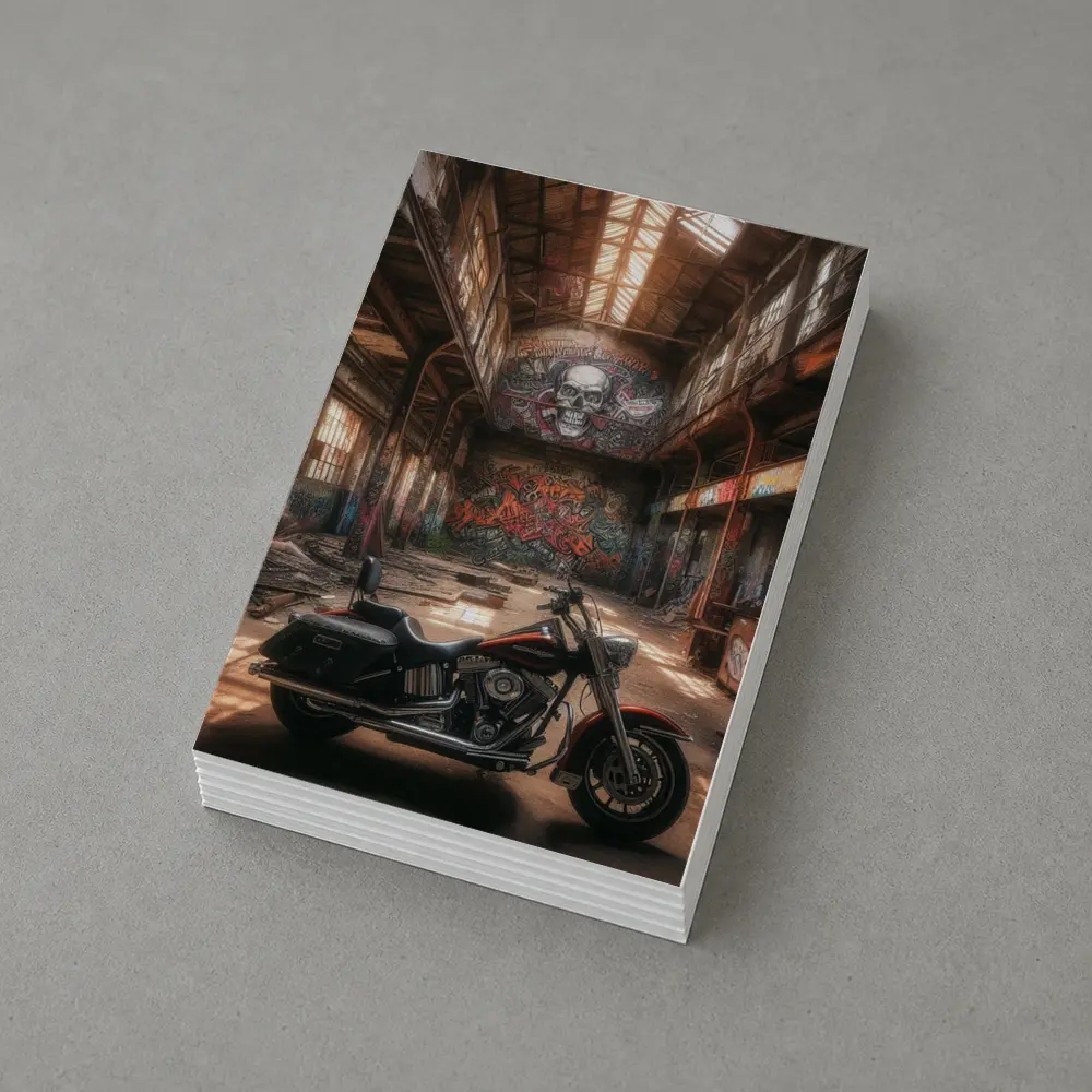 Harley Davidson Cruiser Abandoned Warehouse Graffiti – Postcards