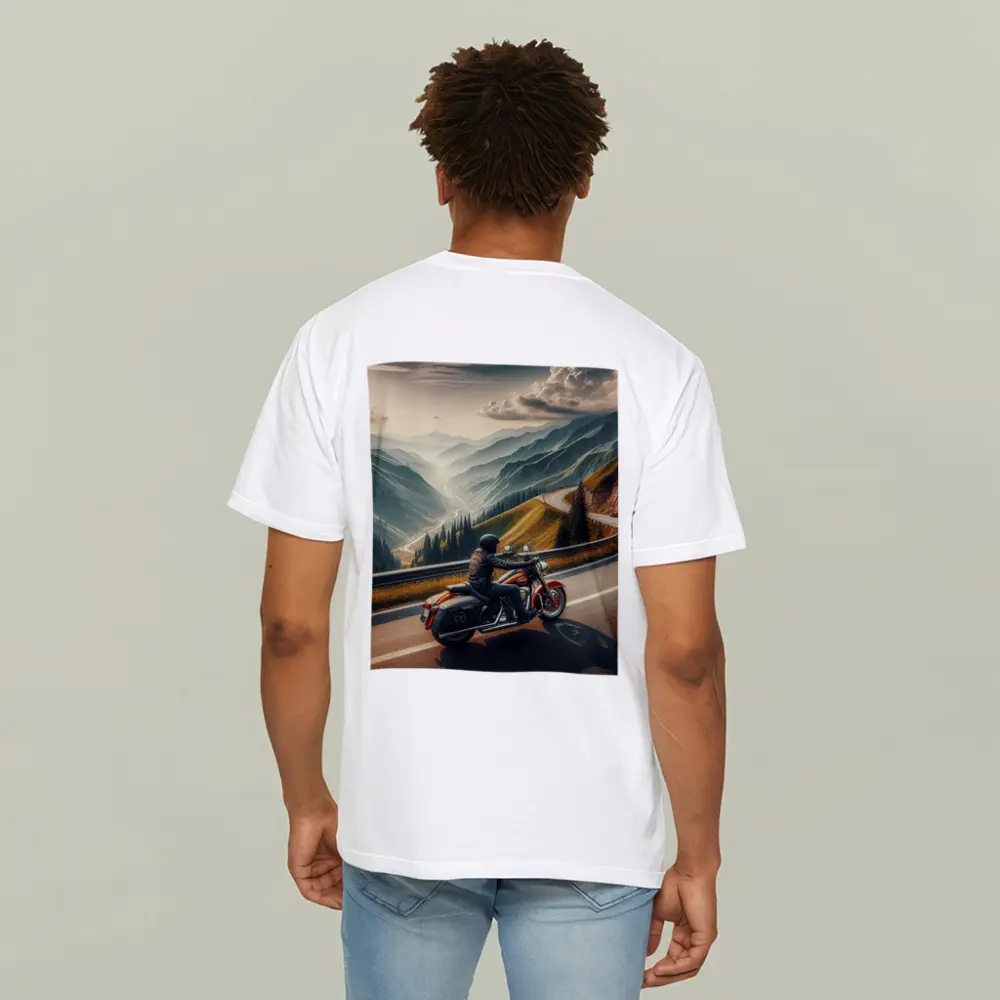 Harley Davidson Cruiser Riding Mountain Road – T-Shirts