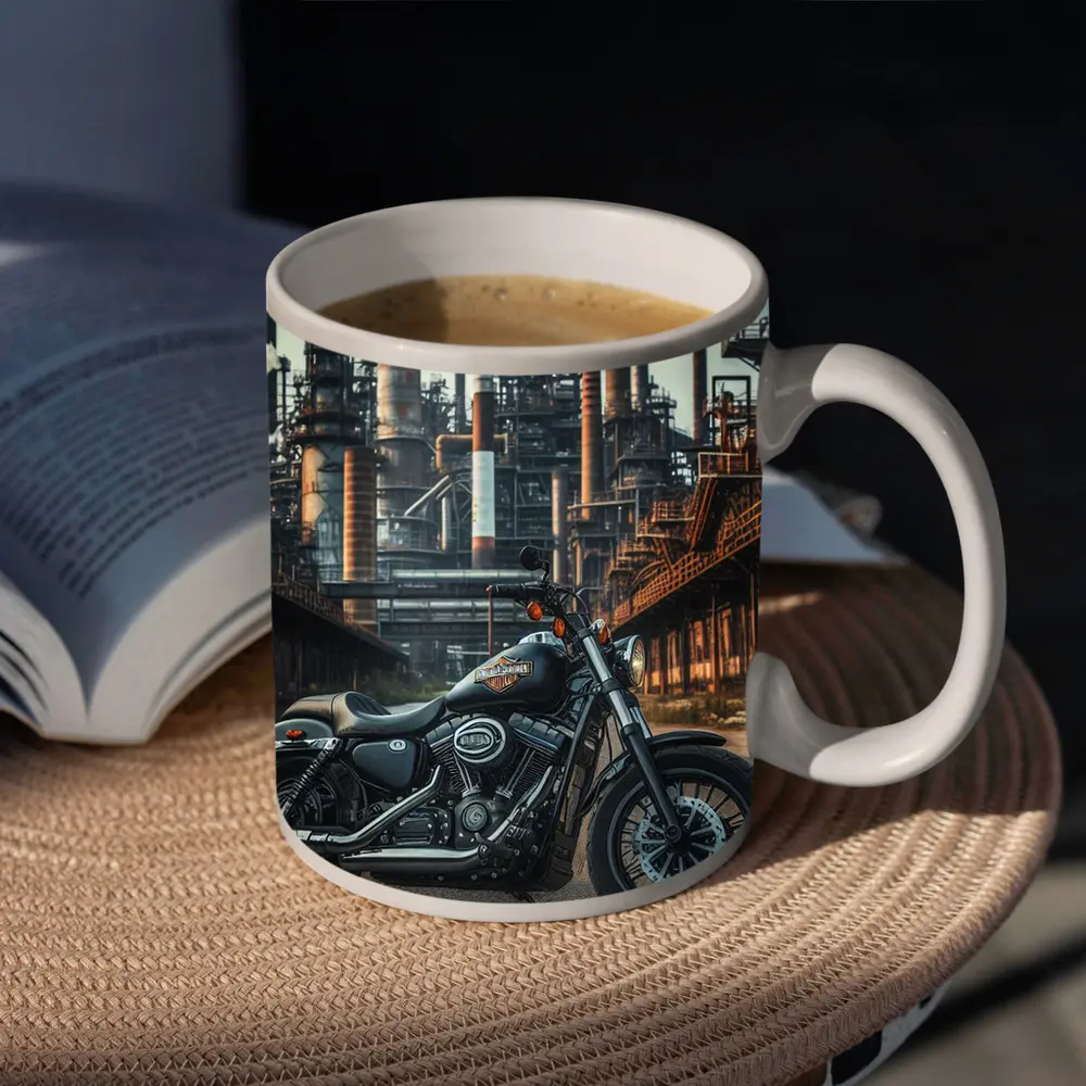 Harley Davidson Motorcycle Industrial Factory Background – Mugs
