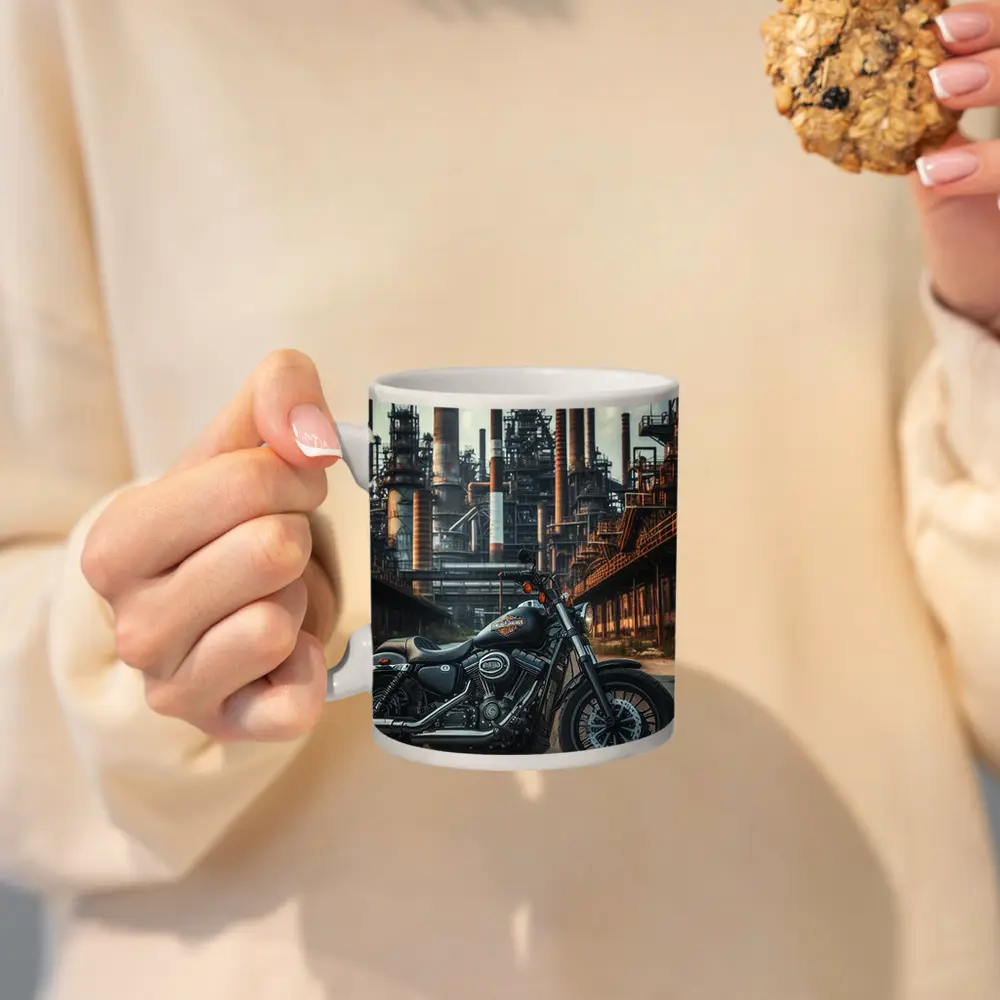 Harley Davidson Motorcycle Industrial Factory Background – Mugs