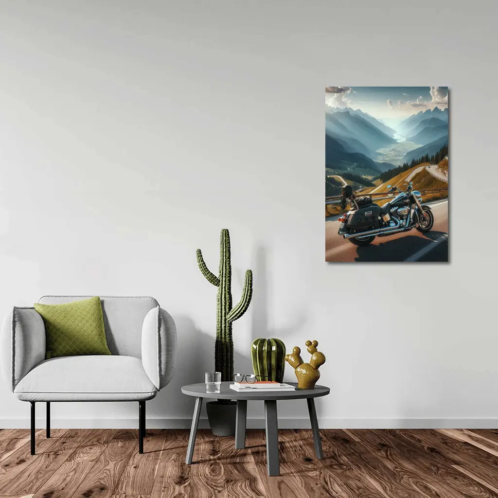 Harley Davidson Touring Motorcycle Alpine Mountain Road – Wall Art