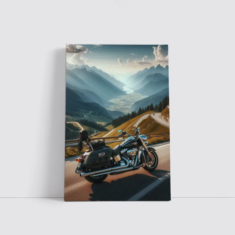 Harley Davidson Touring Motorcycle Alpine Mountain Road – Wall Art