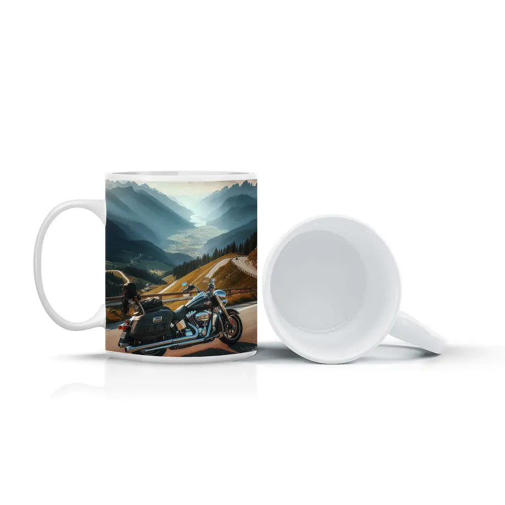 Harley Davidson Touring Motorcycle Alpine Mountain Road – Mugs