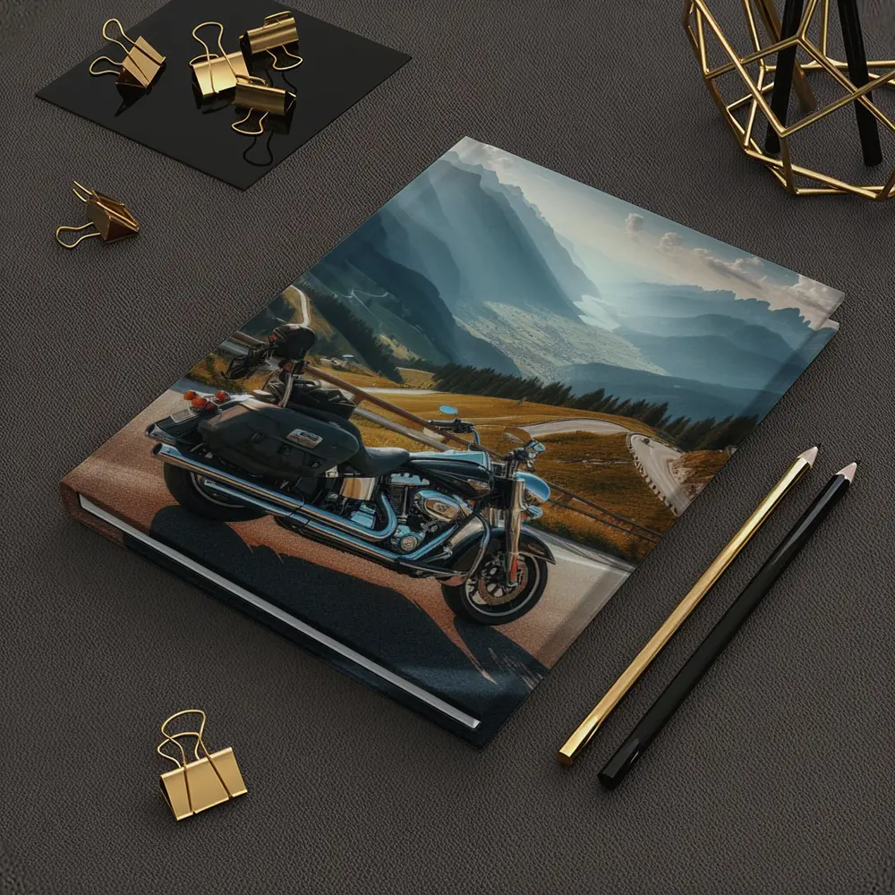 Harley Davidson Touring Motorcycle Alpine Mountain Road – Notebooks