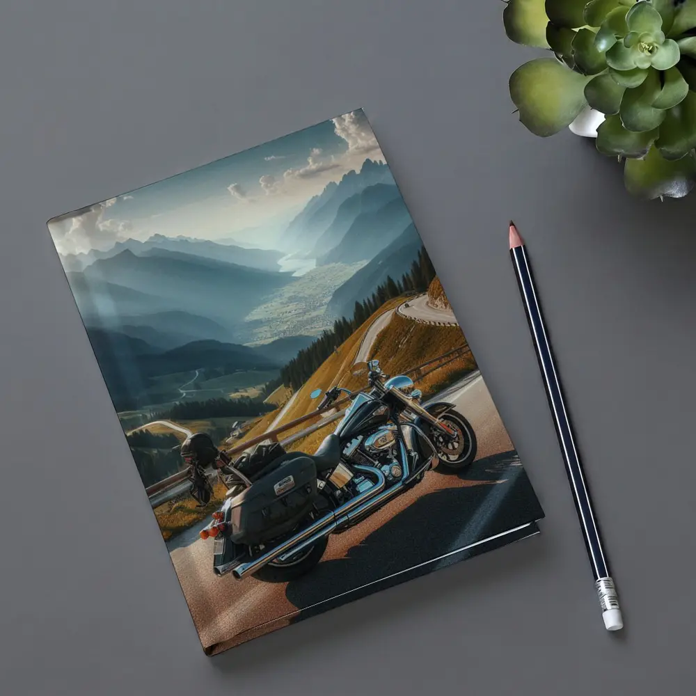 Harley Davidson Touring Motorcycle Alpine Mountain Road – Notebooks