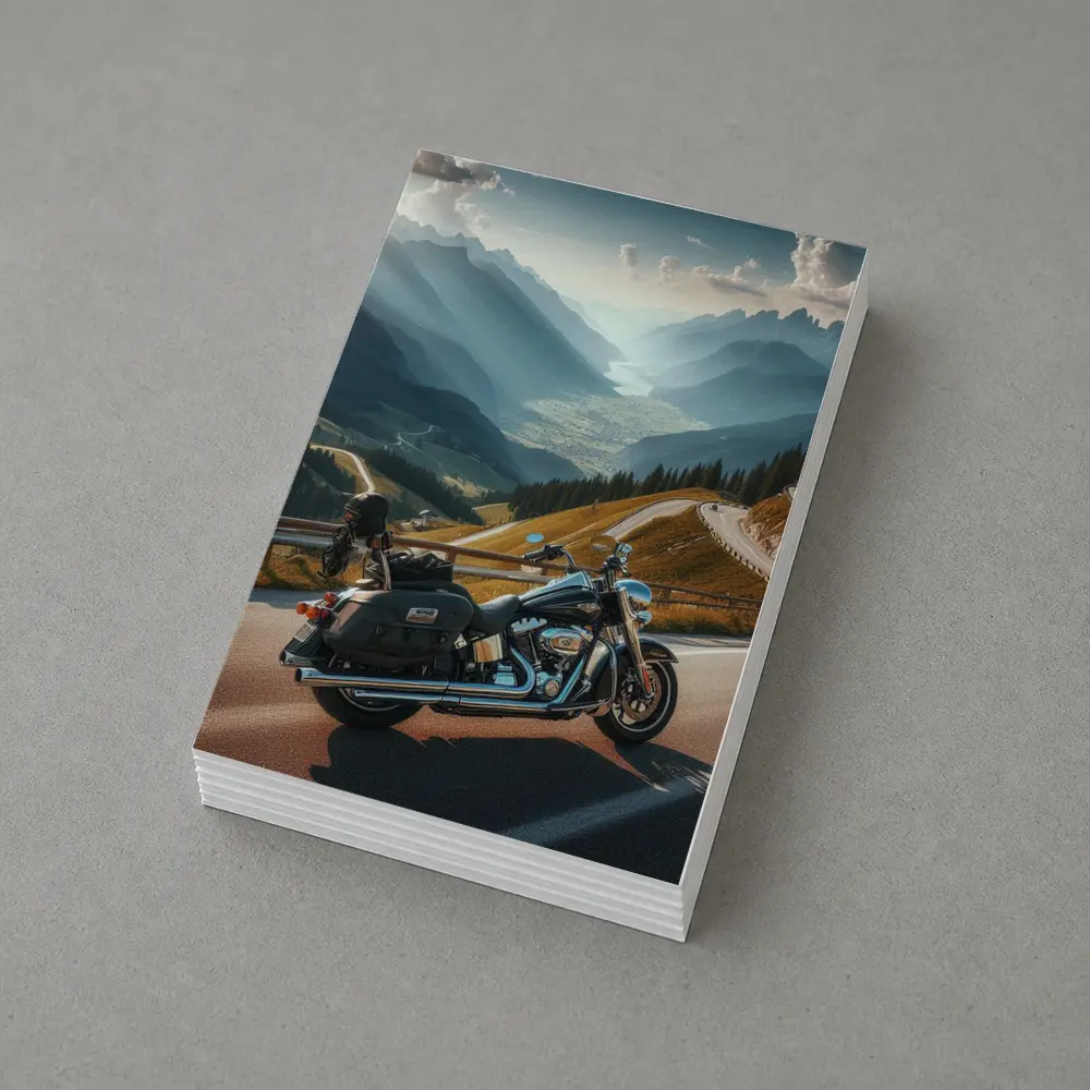 Harley Davidson Touring Motorcycle Alpine Mountain Road – Postcards