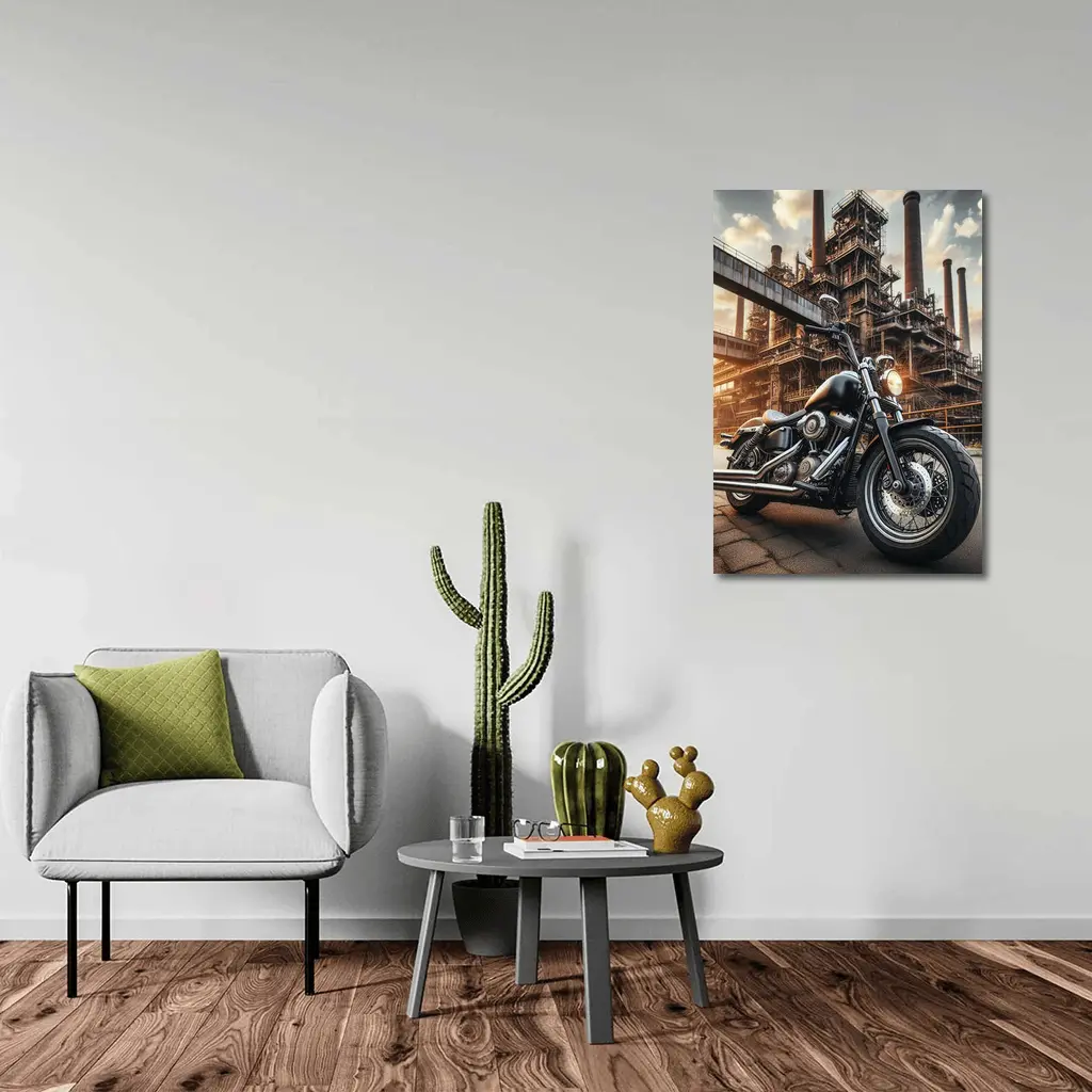 Harley Davidson Cruiser Industrial Factory Background – Wall Art