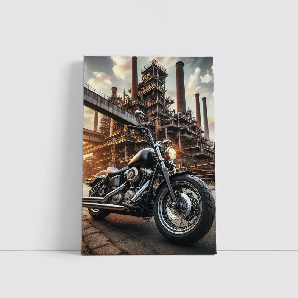 Harley Davidson Cruiser Industrial Factory Background – Wall Art
