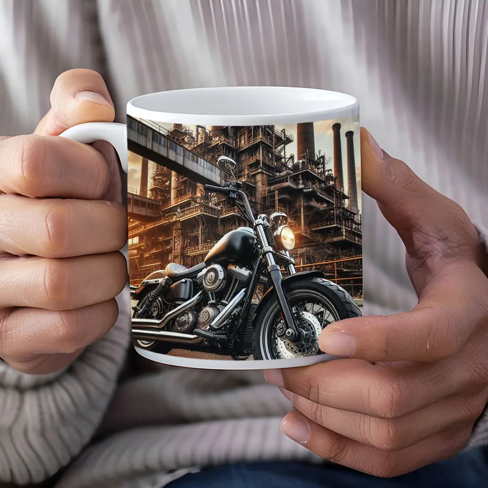 Harley Davidson Cruiser Industrial Factory Background – Mugs