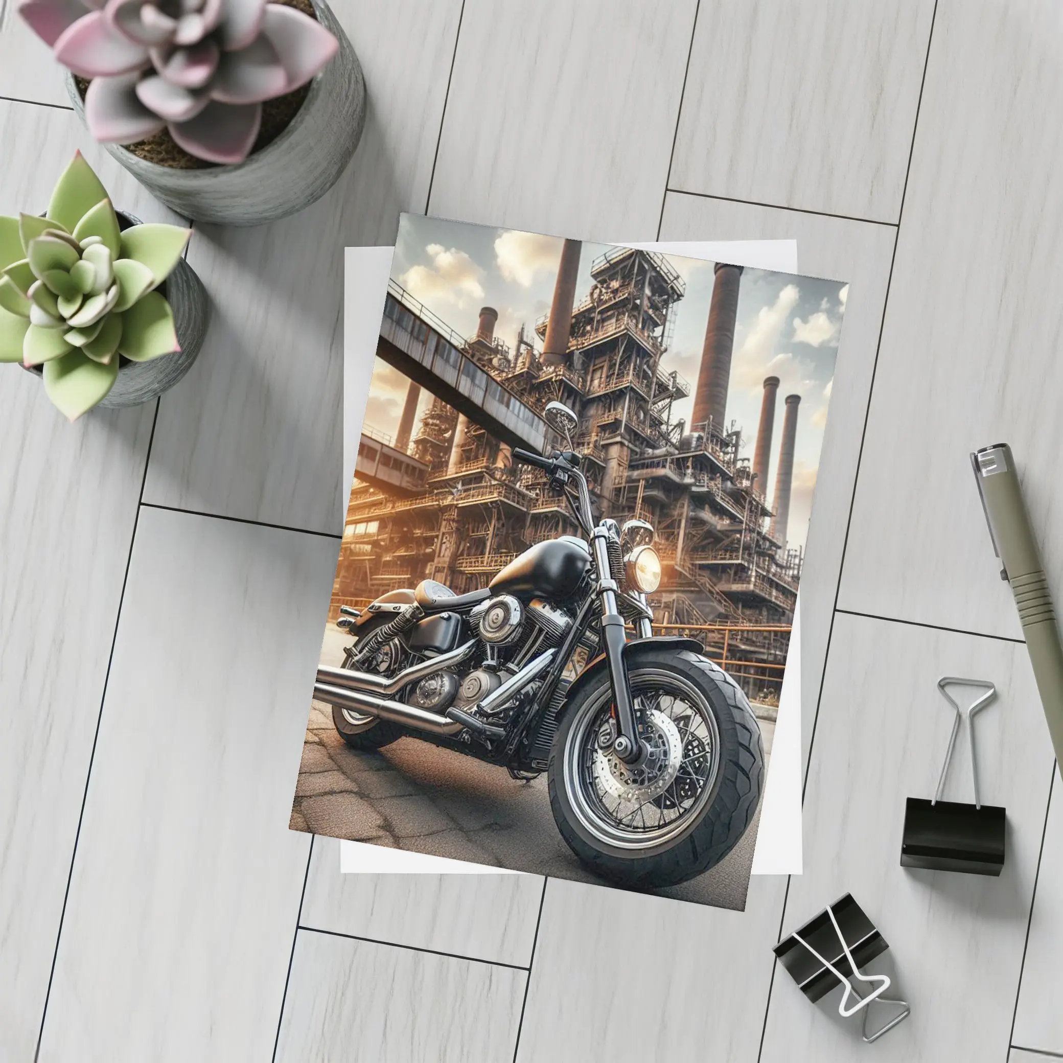 Harley Davidson Cruiser Industrial Factory Background – Postcards