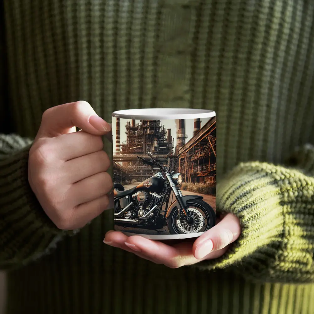 Harley Davidson Cruiser Industrial Factory Background – Mugs