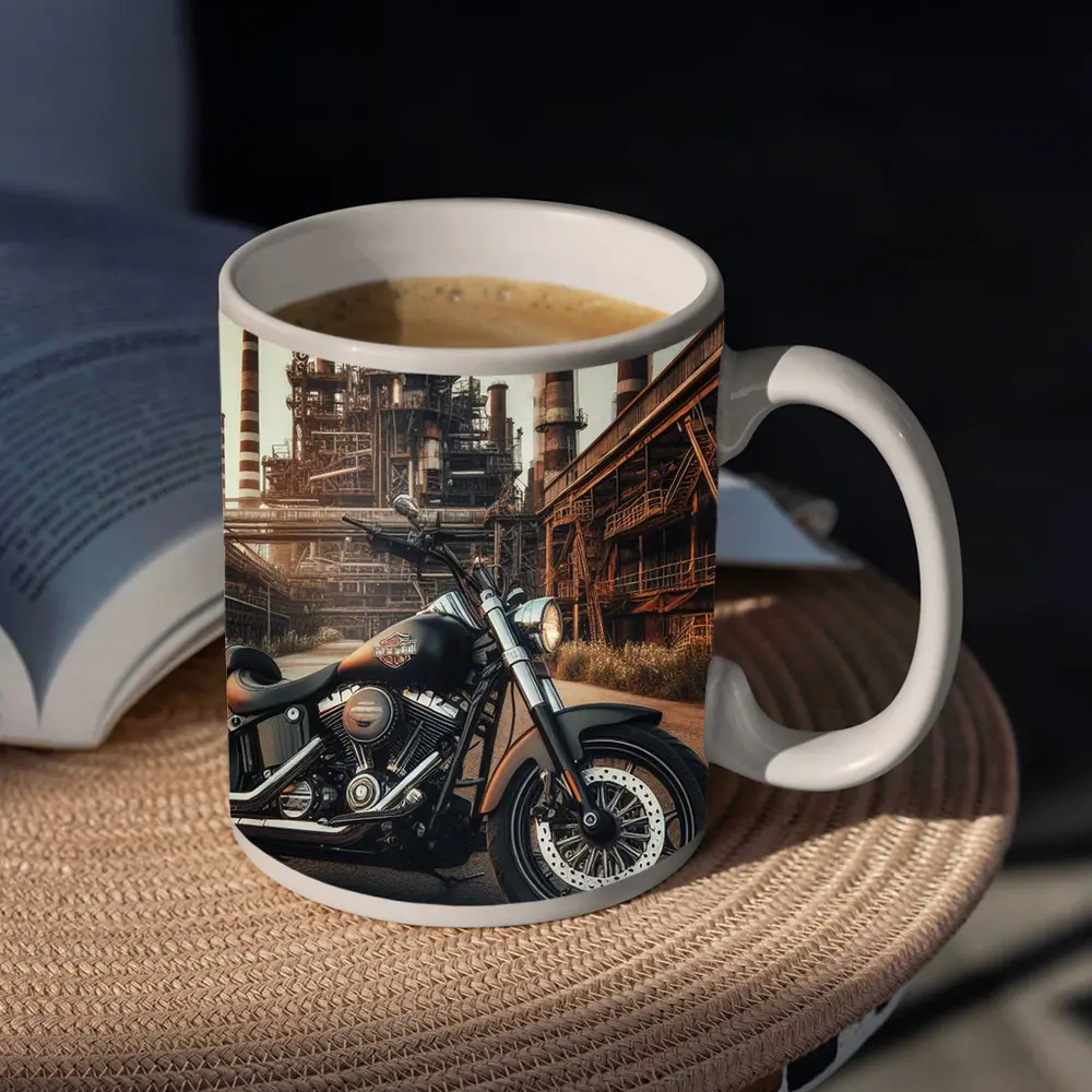 Harley Davidson Cruiser Industrial Factory Background – Mugs