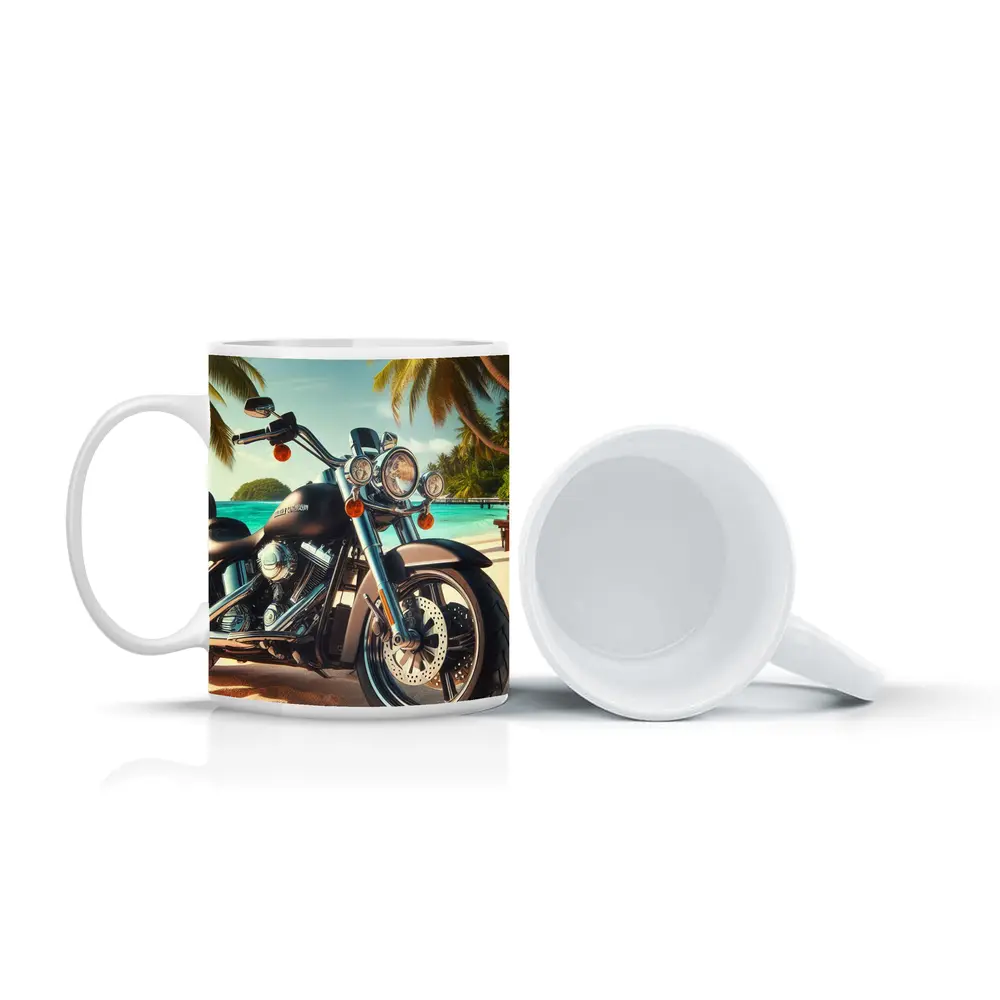 Harley Davidson Cruiser Motorcycle Tropical Beach – Mugs
